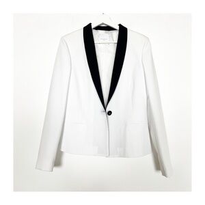 Gaelle Women's Blazer Size EU 46 US 12 White Black Lined Made in Italy RARE